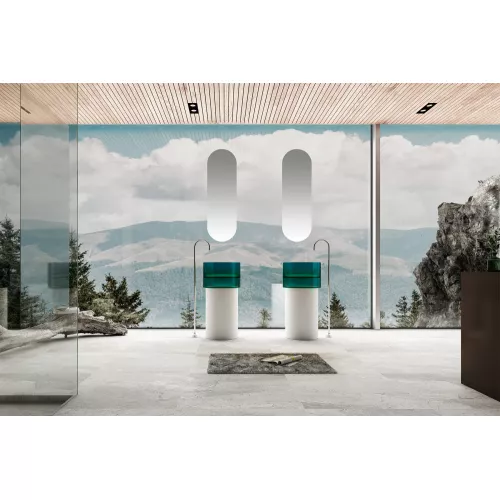 Раковина отдельностоящая прозрачная ABBER Kristall AT2701White-Aquamarin белый/бирюзовый, Выбрать цвет: Белый/бирюзовый, изображение 2