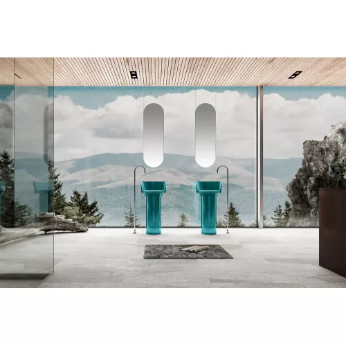 Раковина отдельностоящая прозрачная ABBER Kristall AT2702Aquamarin бирюзовая, Выбрать цвет: Бирюзовая, изображение 2