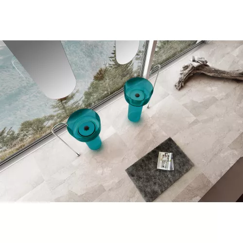 Раковина отдельностоящая прозрачная ABBER Kristall AT2702Aquamarin бирюзовая, Выбрать цвет: Бирюзовая, изображение 3