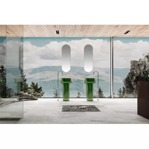 Раковина отдельностоящая прозрачная ABBER Kristall AT2702Emerald зеленая, Выбрать цвет: Зелёная, изображение 2