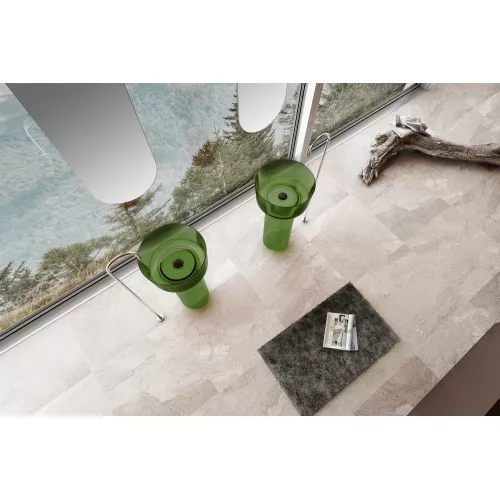 Раковина отдельностоящая прозрачная ABBER Kristall AT2702Emerald зеленая, Выбрать цвет: Зелёная, изображение 3