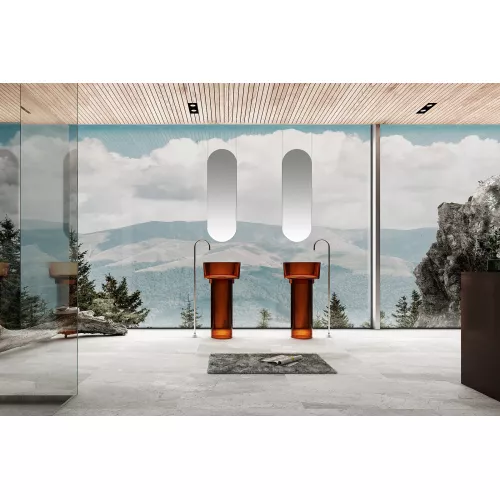 Раковина отдельностоящая прозрачная ABBER Kristall AT2702Opal, Выбрать цвет: Коричневый, изображение 2