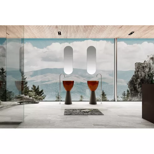 Раковина отдельностоящая прозрачная ABBER Kristall AT2703Black-Opal черный/коричневый, изображение 2