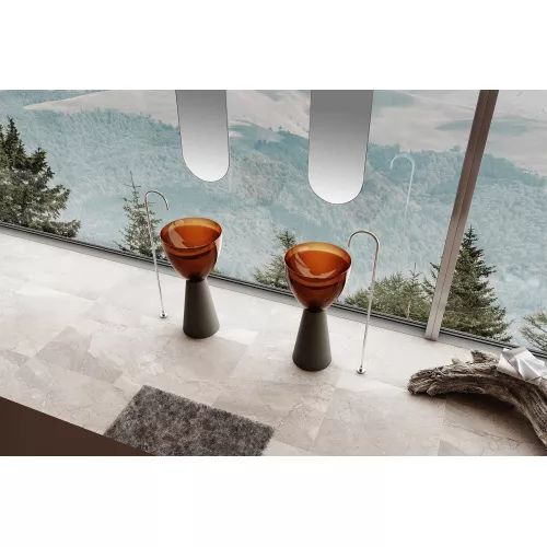 Раковина отдельностоящая прозрачная ABBER Kristall AT2703Black-Opal черный/коричневый, изображение 3