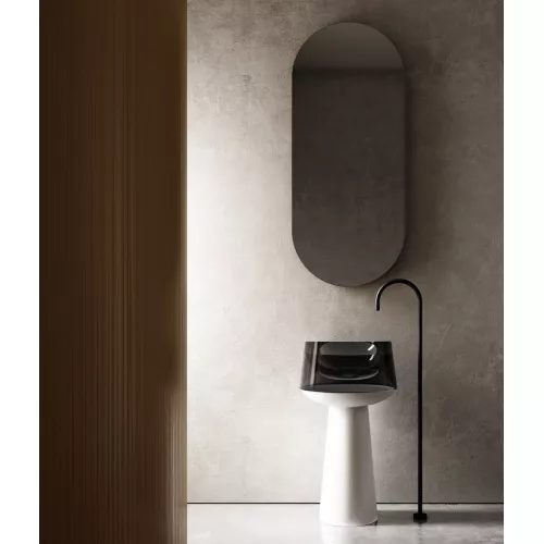 Раковина отдельностоящая прозрачная ABBER Kristall AT2706White-Onyx белый/черный, изображение 2