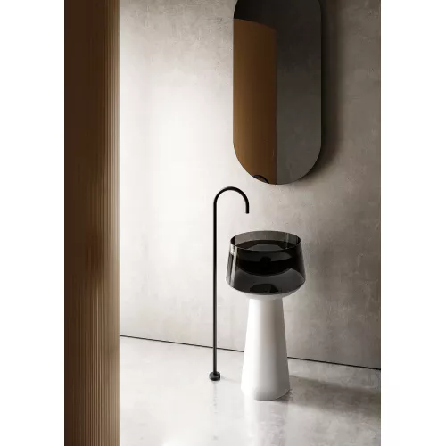 Раковина отдельностоящая прозрачная ABBER Kristall AT2706White-Onyx белый/черный, изображение 3