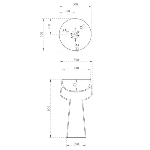 Раковина отдельностоящая прозрачная ABBER Kristall AT2706White-Onyx белый/черный, изображение 4