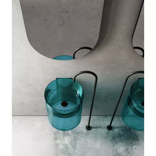 Раковина подвесная прозрачная ABBER Kristall AT2704Aquamarin бирюзовая, Выбрать цвет: Бирюзовая, изображение 3