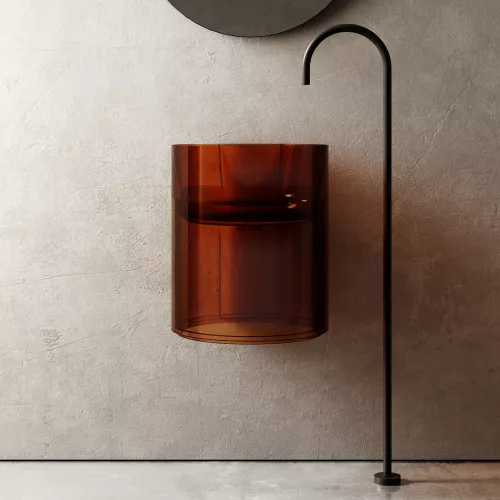 Раковина подвесная прозрачная ABBER Kristall AT2704Opal коричневая, Выбрать цвет: Коричневый