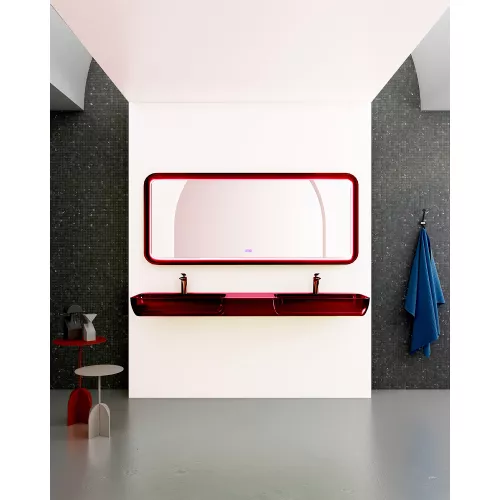 Раковина подвесная прозрачная ABBER Kristall AT2807Rubin двойная, красная, изображение 2