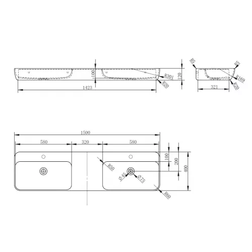 Раковина подвесная прозрачная ABBER Kristall AT2807Rubin двойная, красная, изображение 3