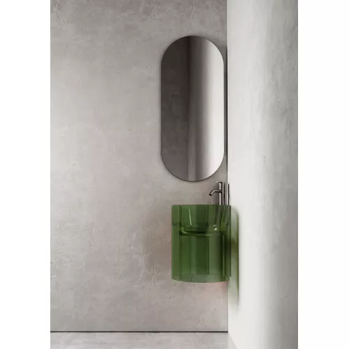 Раковина подвесная прозрачная угловая ABBER Kristall AT2705Emerald зеленая, Выбрать цвет: Зеленый, изображение 2