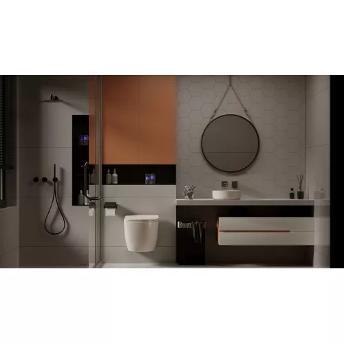 Унитаз ABBER Bequem AC1101MBE подвесной  бежевый матовый, безободковый, Выбрать цвет: Бежевый матовый, изображение 2