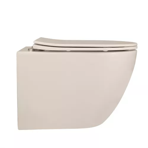 Унитаз ABBER Bequem AC1101MBE подвесной  бежевый матовый, безободковый, Выбрать цвет: Бежевый матовый, изображение 5