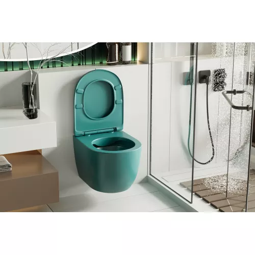 Унитаз ABBER Bequem AC1101MBG подвесной темно-зеленый матовый, безободковый, Выбрать цвет: Темно-зеленый матовый, изображение 4