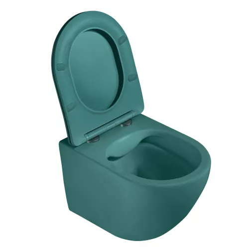 Унитаз ABBER Bequem AC1101MBG подвесной темно-зеленый матовый, безободковый, Выбрать цвет: Темно-зеленый матовый, изображение 7