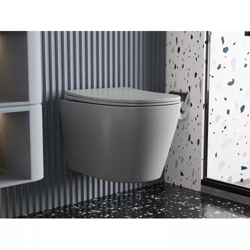 Унитаз ABBER Bequem AC1102MG подвесной серый матовый, безободковый, Выбрать цвет: Серый матовый, изображение 2