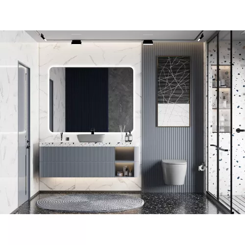 Унитаз ABBER Bequem AC1102MG подвесной серый матовый, безободковый, Выбрать цвет: Серый матовый, изображение 3