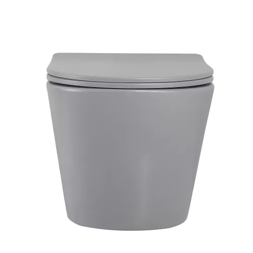 Унитаз ABBER Bequem AC1102MG подвесной серый матовый, безободковый, Выбрать цвет: Серый матовый, изображение 5