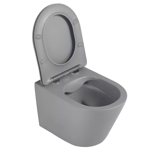 Унитаз ABBER Bequem AC1102MG подвесной серый матовый, безободковый, Выбрать цвет: Серый матовый, изображение 7