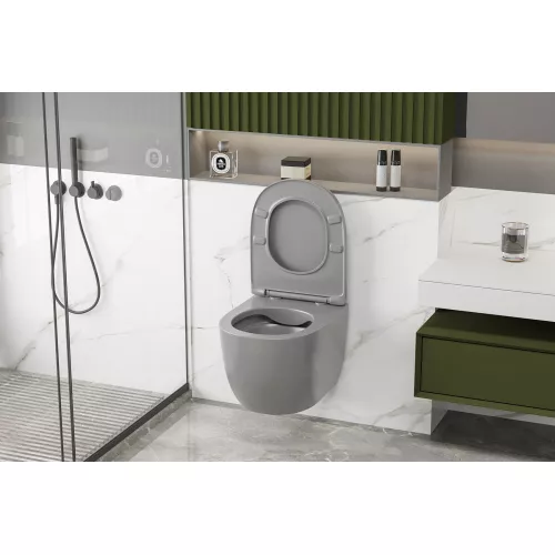 Унитаз ABBER Bequem AC1103MG подвесной серый матовый, безободковый, Выбрать цвет: Серый матовый, изображение 4