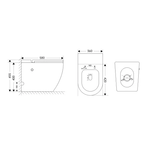 Унитаз ABBER Bequem AC1115P приставной белый с импульсным смывом, изображение 9