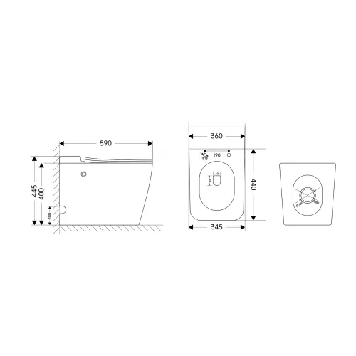 Унитаз ABBER Rechteck AC1213P приставной белый с импульсным смывом, изображение 9