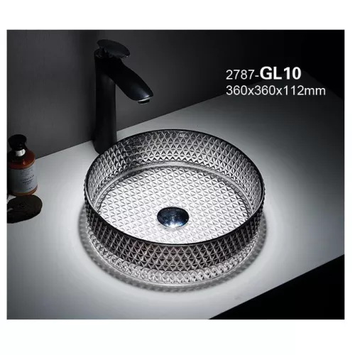 Раковина Ceramalux GL10 стекло белый-графит, Выбрать цвет: Графит белый