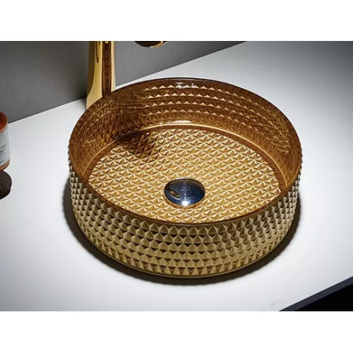 Раковина Ceramalux GL05 стекло золото, Выбрать цвет: Золото, изображение 2