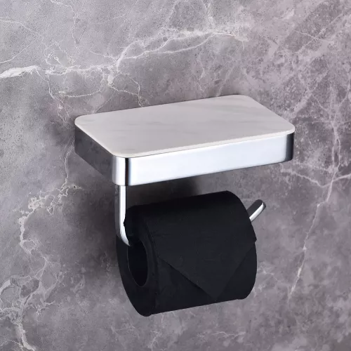 Бумагодержатель с полкой для телефона ABBER Westen AA1730 хром, Выбрать цвет: Хром, изображение 2