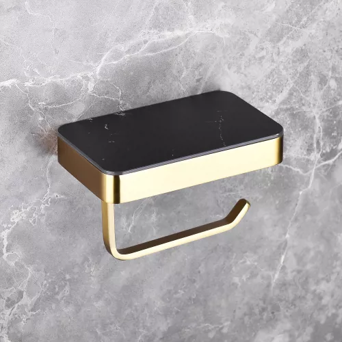 Бумагодержатель с полкой для телефона ABBER Westen AA1730G золото, Выбрать цвет: Золото, изображение 2