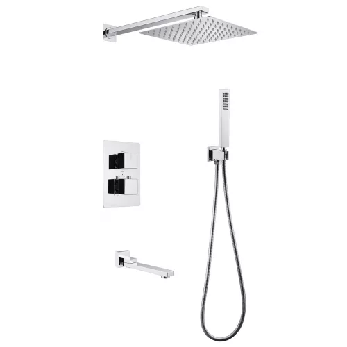 Душевая система ABBER Daheim AF8250 скрытого монтажа с изливом, термостат, хром, Выбрать цвет: Хром