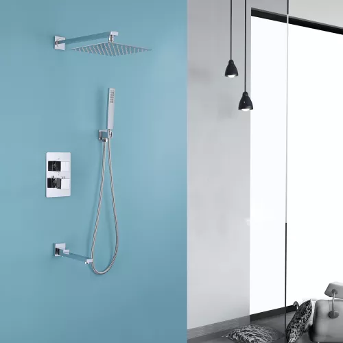 Душевая система ABBER Daheim AF8250 скрытого монтажа с изливом, термостат, хром, Выбрать цвет: Хром, изображение 2