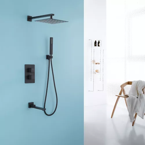 Душевая система ABBER Daheim AF8250B скрытого монтажа с изливом, термостат, черная матовая, Выбрать цвет: Черный матовый, изображение 2