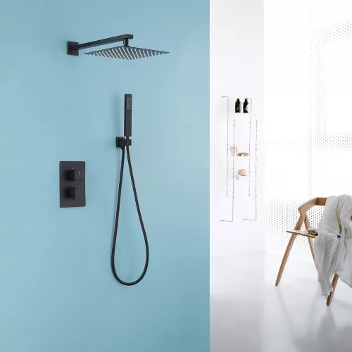 Душевая система ABBER Daheim AF8251B скрытого монтажа без излива, термостат, черная матовая, Выбрать цвет: Черный матовый, изображение 2