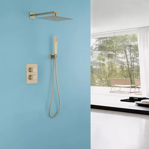 Душевая система ABBER Daheim AF8251G скрытого монтажа без излива, термостат, золото матовое, Выбрать цвет: Золото матовое, изображение 2