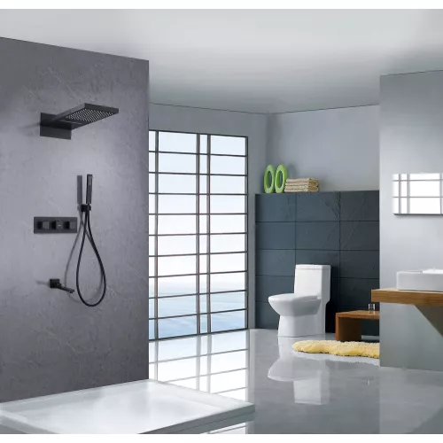 Душевая система ABBER Daheim AF8253B скрытого монтажа с изливом, термостат, черный матовый, Выбрать цвет: Черный матовый, изображение 2