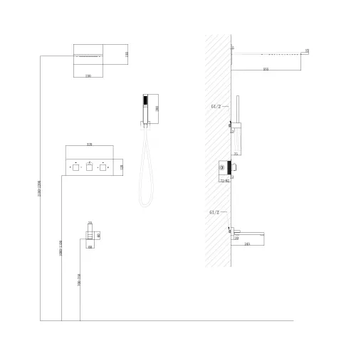 Душевая система ABBER Daheim AF8253B скрытого монтажа с изливом, термостат, черный матовый, Выбрать цвет: Черный матовый, изображение 3