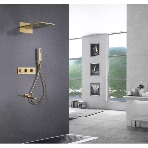 Душевая система ABBER Daheim AF8253G скрытого монтажа с изливом, термостат, золото матовое, Выбрать цвет: Золото матовое, изображение 2