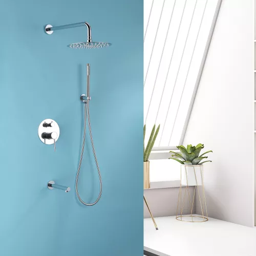 Душевая система ABBER Emotion AF8817 скрытого монтажа с изливом, хром, Выбрать цвет: Хром, изображение 2