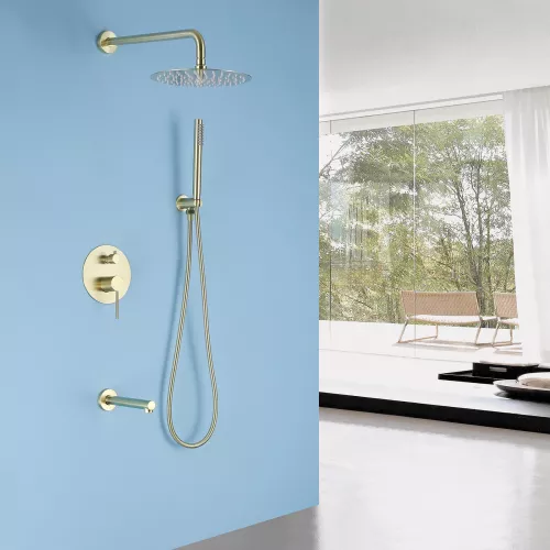 Душевая система ABBER Emotion AF8817G скрытого монтажа с изливом, золото матовое, Выбрать цвет: Золото матовое, изображение 2