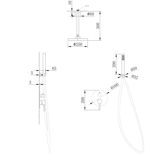 Душевая система ABBER Emotion AF8821B скрытого монтажа без излива, черная матовая, Выбрать цвет: Черный матовый, изображение 3
