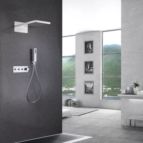 Душевая система ABBER Rund AF8752 скрытого монтажа без излива, термостат, хром, Выбрать цвет: Хром, изображение 2