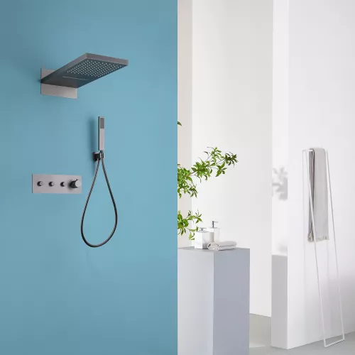 Душевая система ABBER Rund AF8752NG скрытого монтажа без излива, термостат, никель, Выбрать цвет: Никель, изображение 2