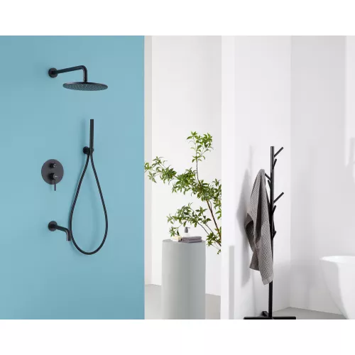 Душевая система ABBER Wasser Kreis AF8117B скрытого монтажа с изливом, черная матовая, Выбрать цвет: Черный матовый, изображение 2