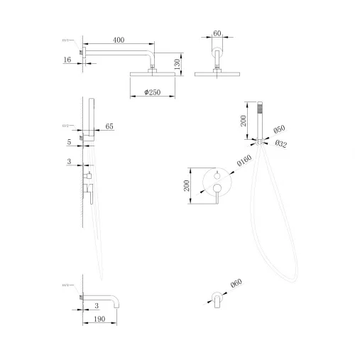 Душевая система ABBER Wasser Kreis AF8117RG скрытого монтажа с изливом, розовое золото, Выбрать цвет: Розовое золото, изображение 3