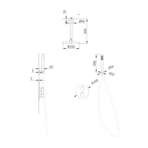 Душевая система ABBER Wasser Kreis AF8121B скрытого монтажа без излива, черная матовая, Выбрать цвет: Черный матовый, изображение 3