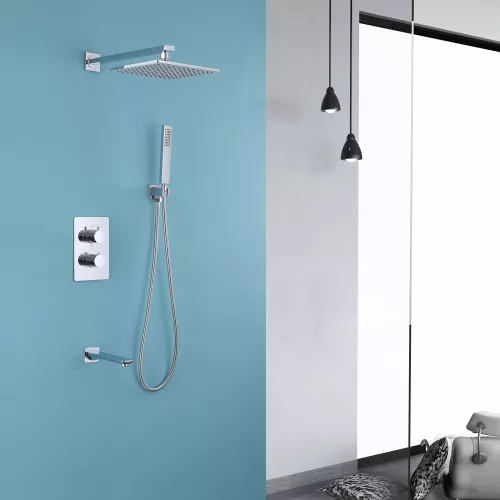 Душевая система ABBER Weiss Insel AF8050 скрытого монтажа с изливом, термостат, хром, Выбрать цвет: Хром, изображение 2