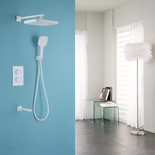 Душевая система ABBER Weiss Insel AF8050W скрытого монтажа с изливом, термостат, белый, Выбрать цвет: Белый, изображение 2