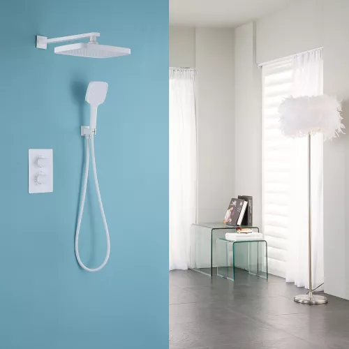 Душевая система ABBER Weiss Insel AF8051W скрытого монтажа без излива, термостат, белый, Выбрать цвет: Белый, изображение 2